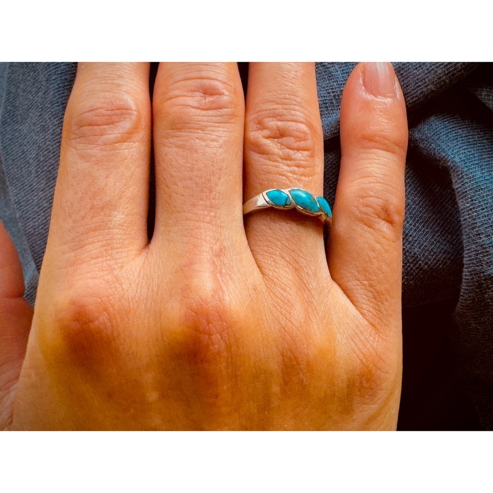 vintage sterling silver turquoise ring - size 8
